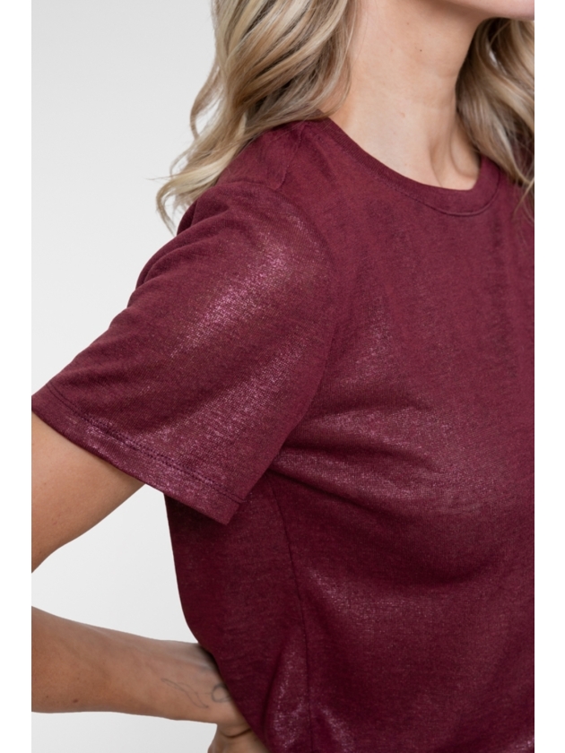 Geisha T-shirt round neck foil 000480 Burgundy