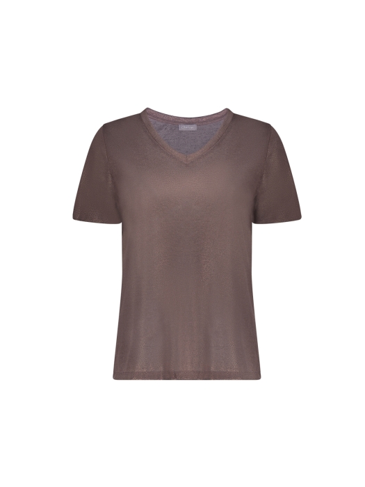 Geisha Top jersey V-neck with foil 00785 Dark brown