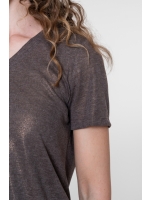Geisha Top jersey V-neck with foil 00785 Dark brown