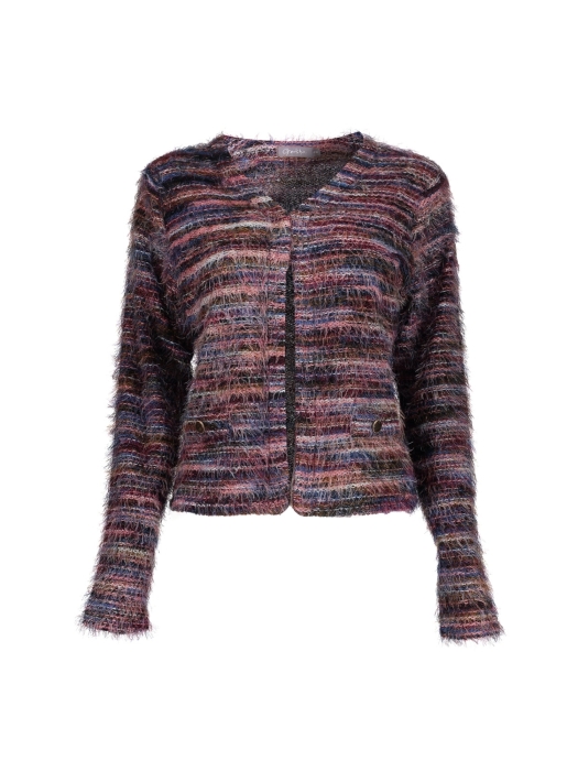 Geisha Vest stripes hairy 000480 Burgundy