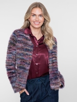 Geisha Vest stripes hairy 000480 Burgundy