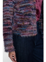 Geisha Vest stripes hairy 000480 Burgundy