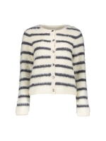 Geisha Cardigan stripe hairy 000010 Offwhite