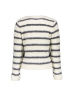 Geisha Cardigan stripe hairy 000010 Offwhite
