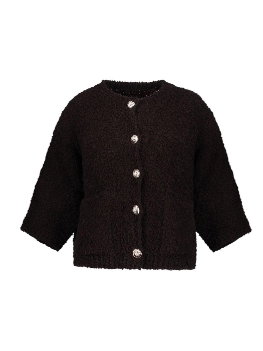 Geisha Vest boucle short sleeves 000785 Dark brown