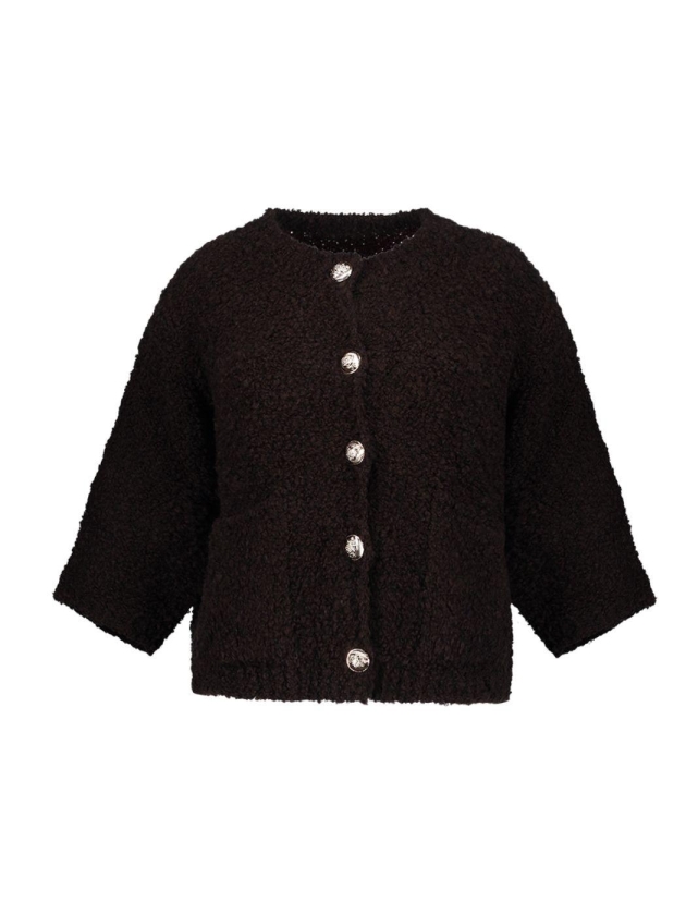Geisha Vest boucle short sleeves 000785 Dark brown