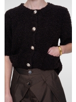 Geisha Vest boucle short sleeves 000785 Dark brown