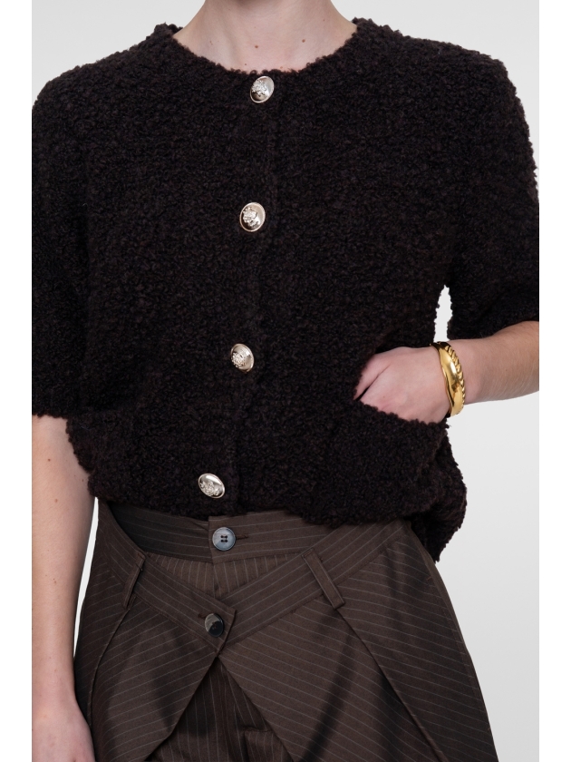 Geisha Vest boucle short sleeves 000785 Dark brown