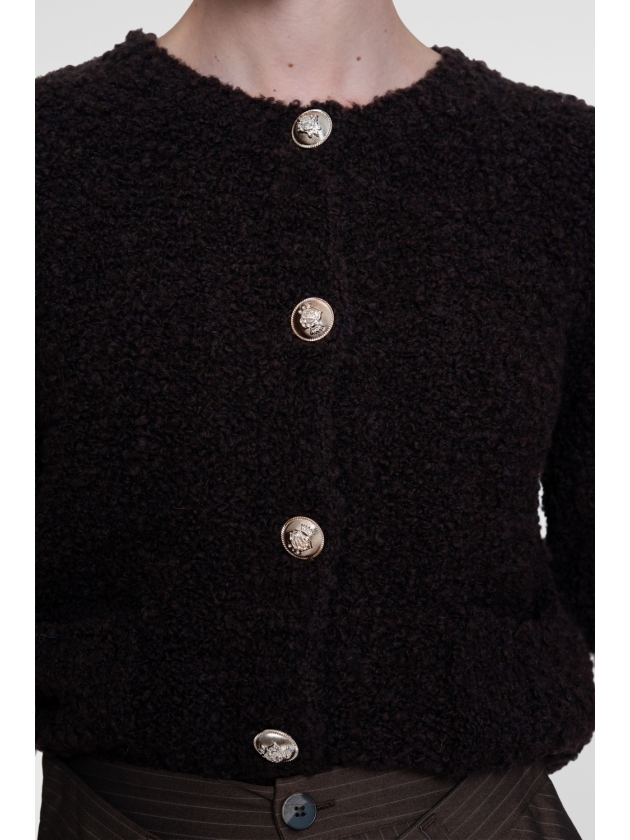 Geisha Vest boucle short sleeves 000785 Dark brown