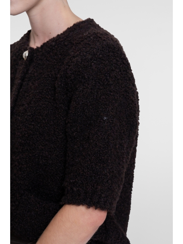 Geisha Vest boucle short sleeves 000785 Dark brown