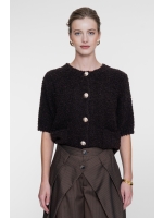 Geisha Vest boucle short sleeves 000785 Dark brown