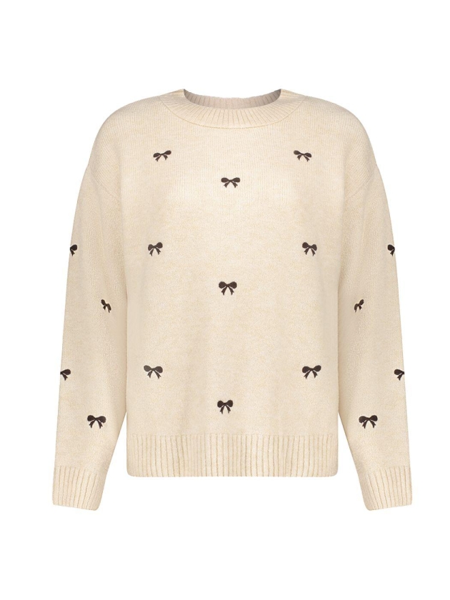 Geisha Pullover embro bowtie 000720 Sand