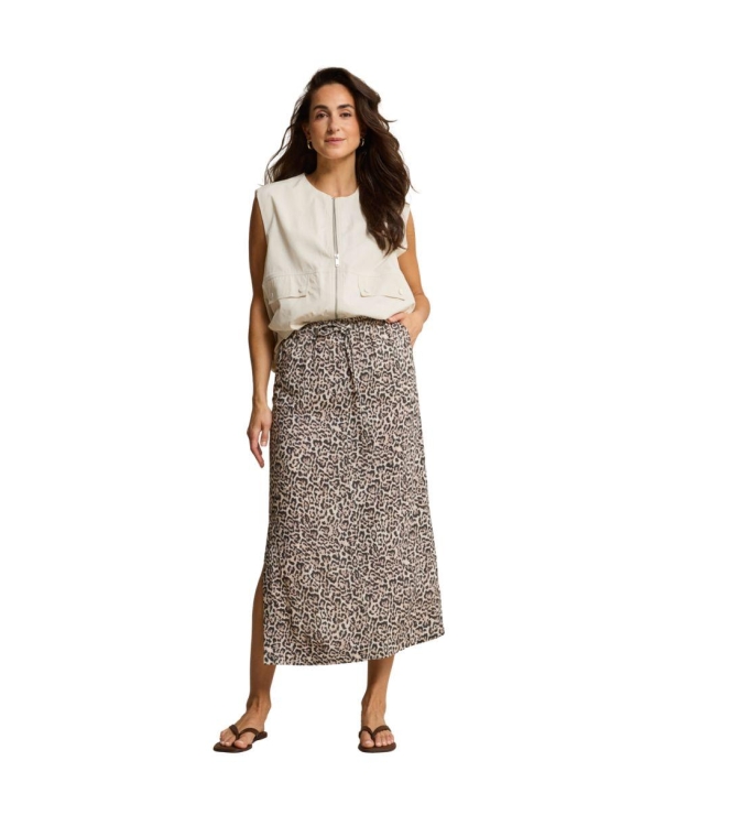 Red Button Indie Skirt Linen Leopard 99 Pebble