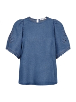 Co Couture TillyCC Emb SS blouse 552 Denim blue