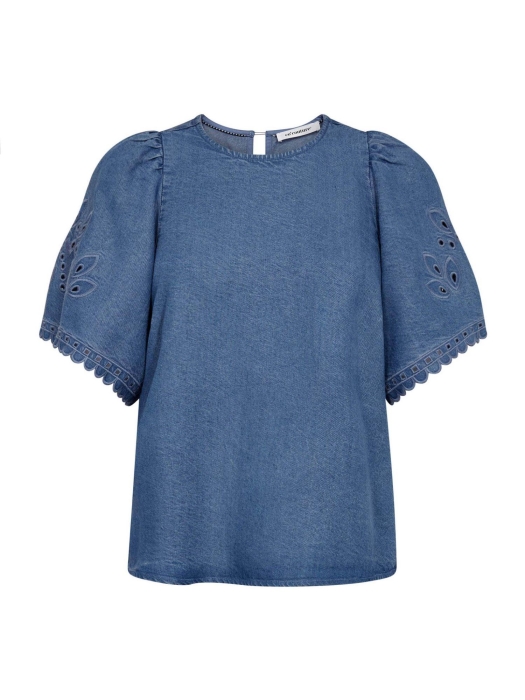 Co Couture TillyCC Emb SS blouse 552 Denim blue