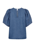 Co Couture TillyCC Emb SS blouse 552 Denim blue