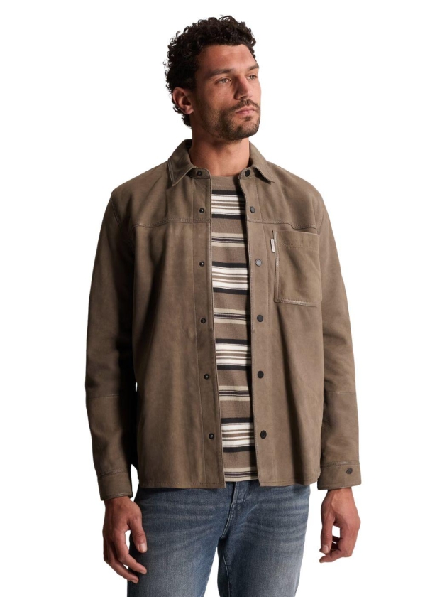 Cast Iron Long sleeve shirt Suede 8026 Walnut
