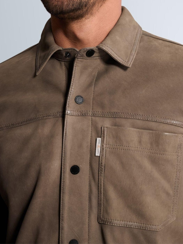 Cast Iron Long sleeve shirt Suede 8026 Walnut