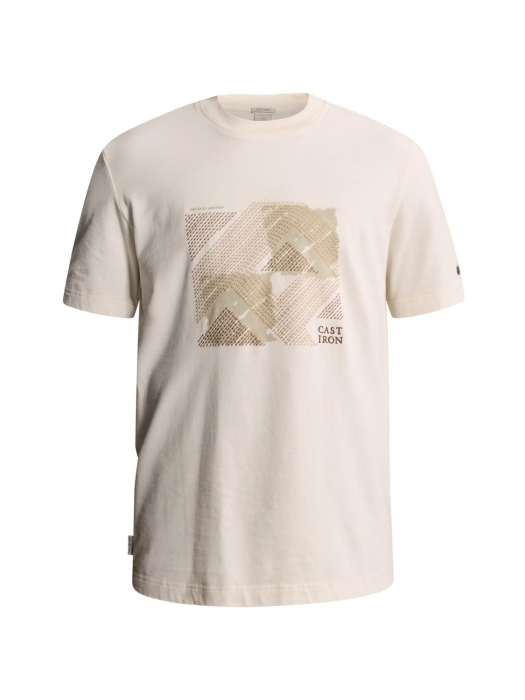 Cast Iron Short sleeve r-neck regular fit pe 7555 White down