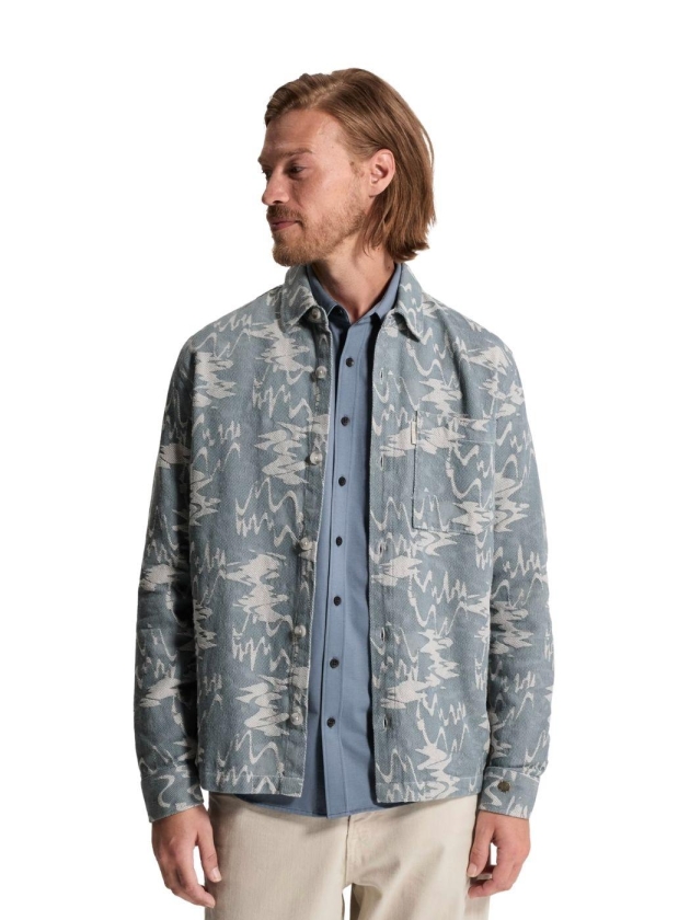 Cast Iron Long sleeve shirt Jacquard 2 tone 5146 Blue mirage