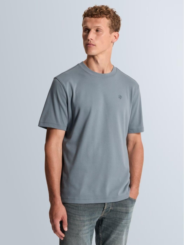 Cast Iron Short sleeve r-neck regular fit in 5146 Blue mirage