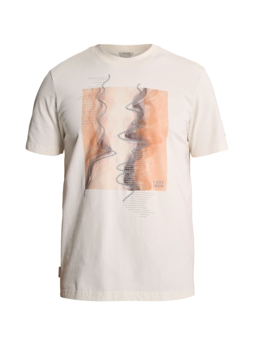 Cast Iron Short sleeve r-neck regular fit pe 7555 White down