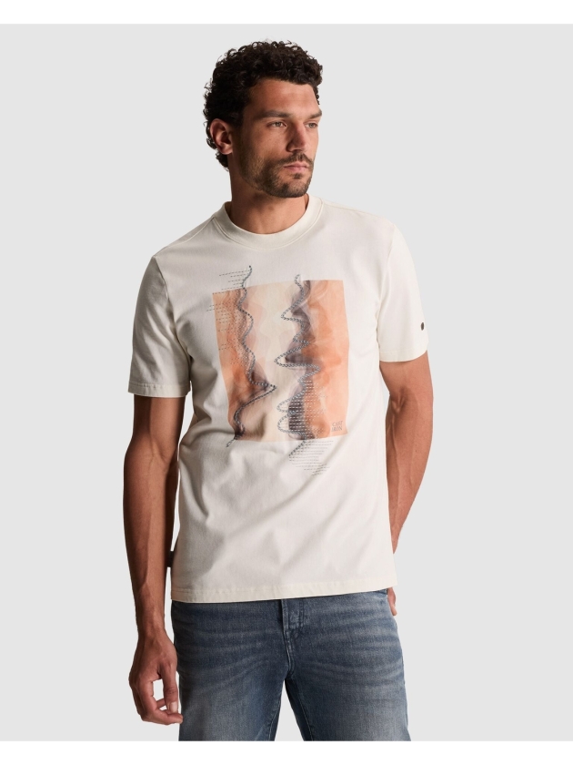 Cast Iron Short sleeve r-neck regular fit pe 7555 White down