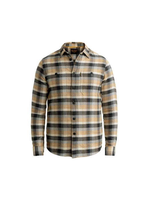 PME Legend Long sleeve shirt yarn dye check 8187 Golden brown