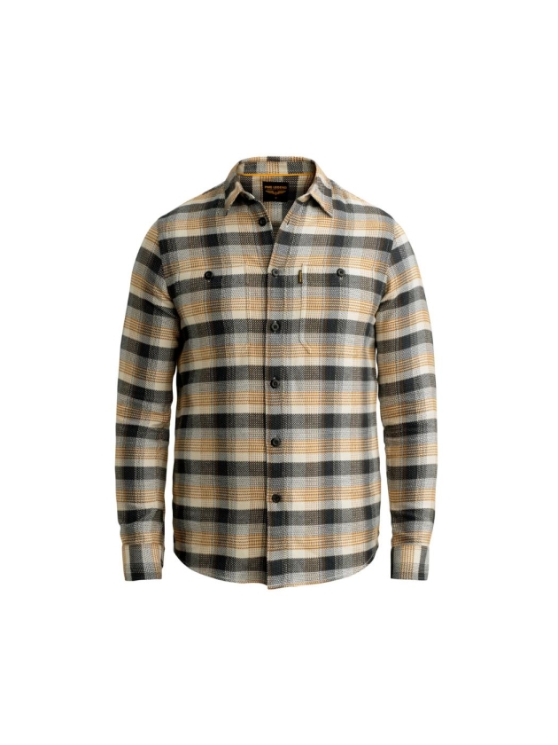 PME Legend Long sleeve shirt yarn dye check 8187 Golden brown