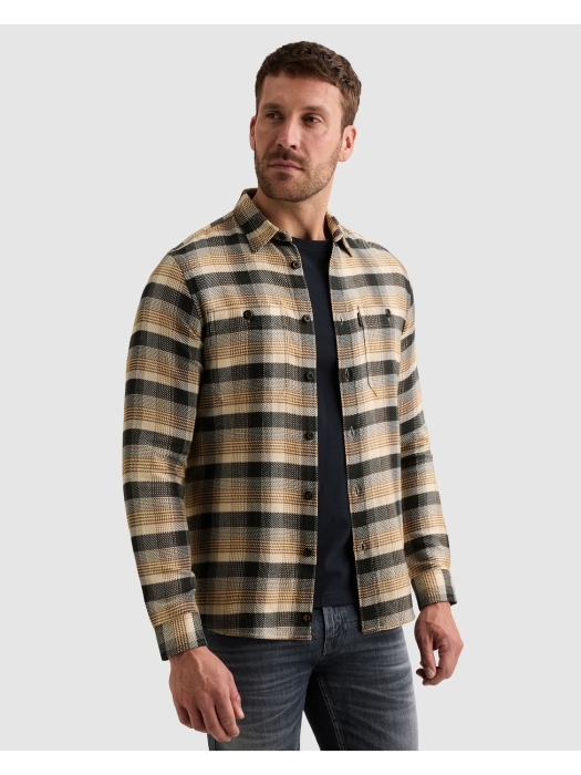 PME Legend Long sleeve shirt yarn dye check 8187 Golden brown