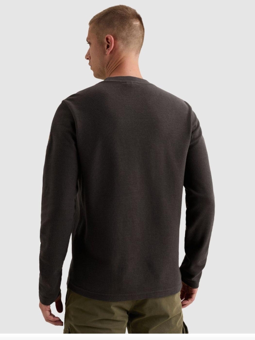 PME Legend Long sleeve r-neck structure pique 9140 Obsidian