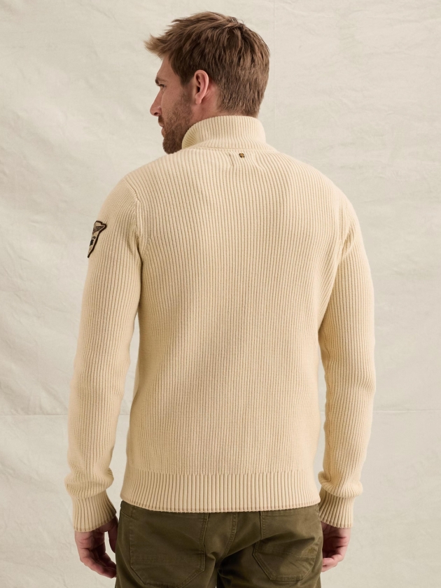 PME Legend Half zip collar cotton mix yarn 7013 Bone white