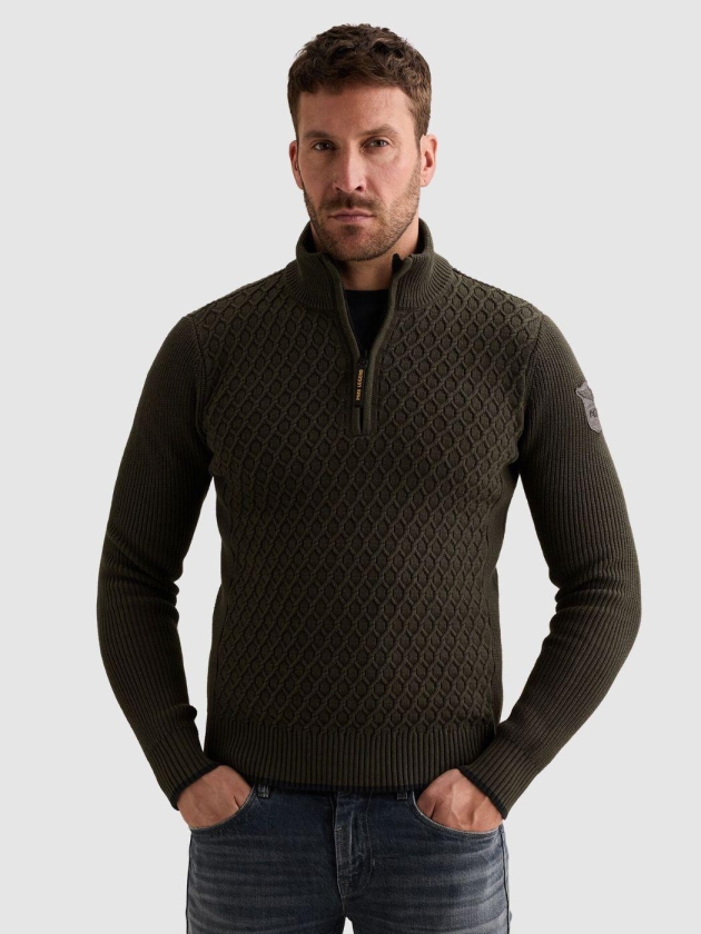 PME Legend Half zip collar cotton mix yarn 8039 Beluga