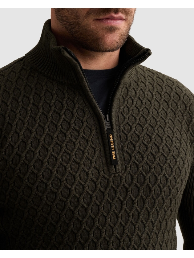 PME Legend Half zip collar cotton mix yarn 8039 Beluga