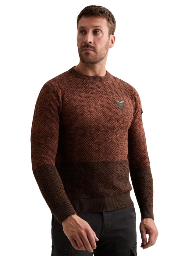 PME Legend R-neck gradient knit 8178 Arabian spice