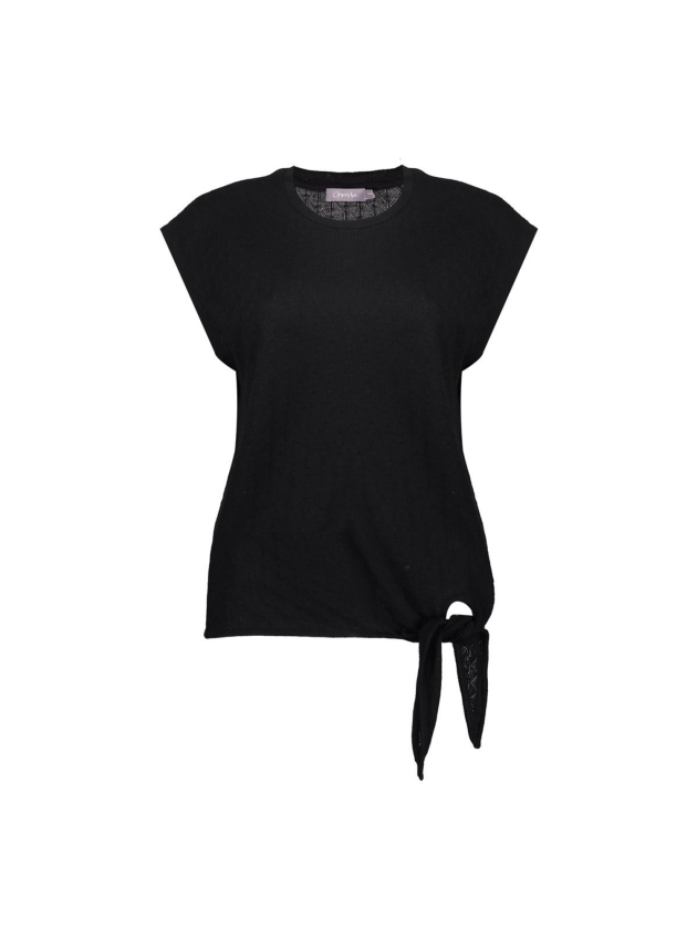 Geisha Top ajour with knot 999 Black