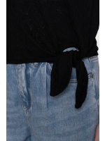 Geisha Top ajour with knot 999 Black