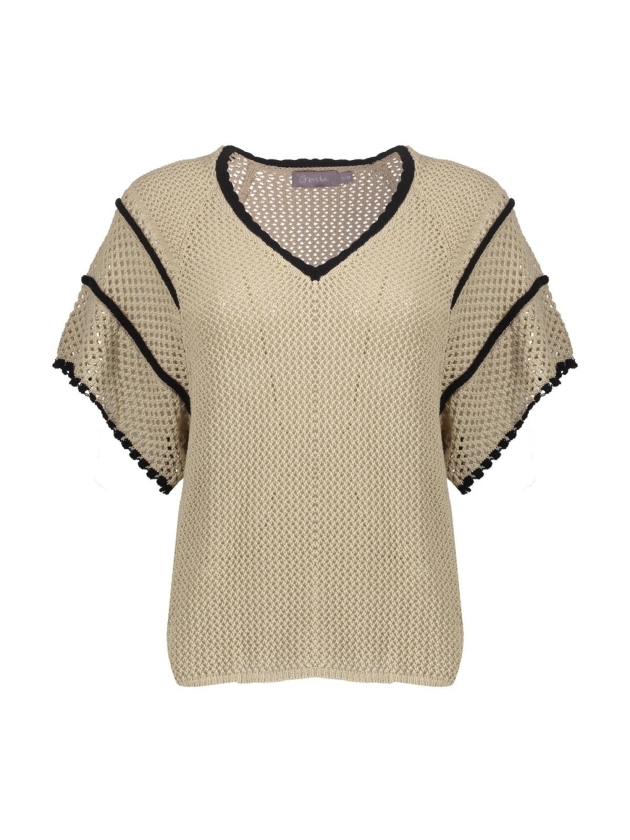 Geisha Pullover raglan V-neck 721 Light sand