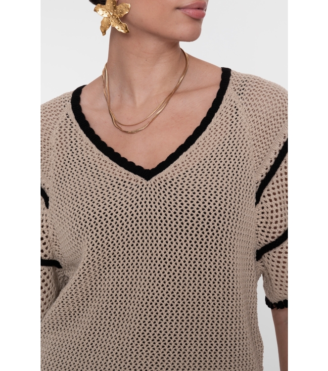Geisha Pullover raglan V-neck 721 Light sand