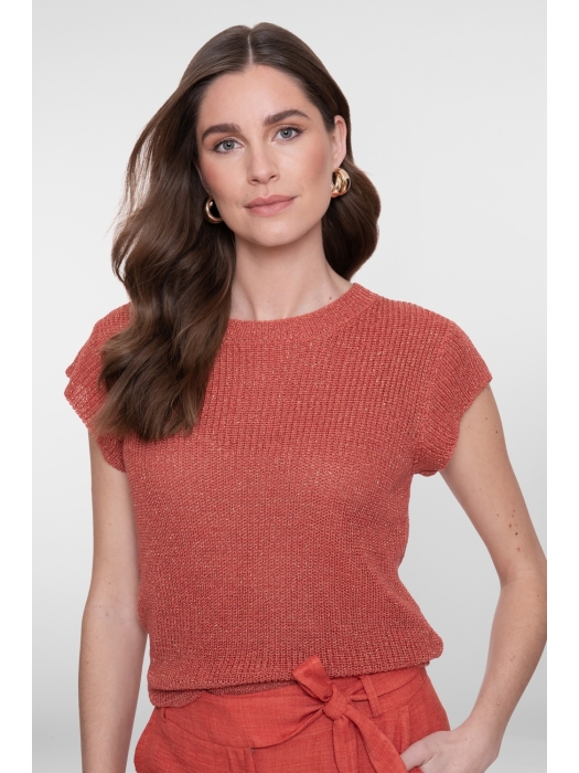Geisha Pullover lurex sleeveless 743 Brique