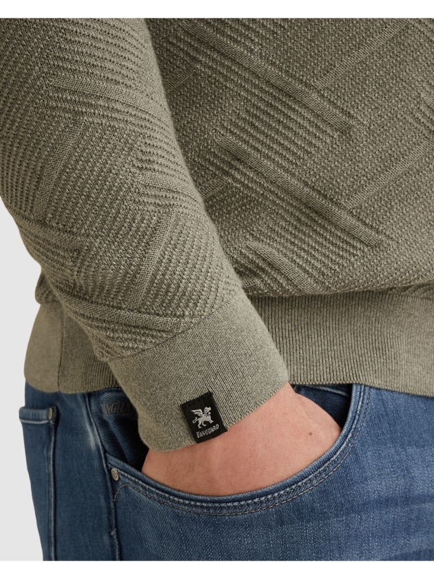 Vanguard Half zip collar cotton mouline 6479 Forest fog