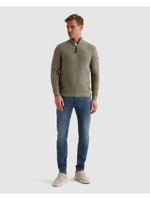 Vanguard Half zip collar cotton mouline 6479 Forest fog