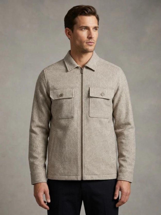 Vanguard Long sleeve shirt Solid Brushed Mo 7147 Greige