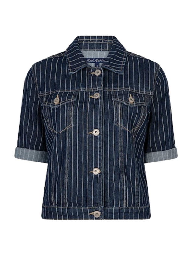 Red Button Jackie Short Sleeve Denim Pinstripe 605 Rinse