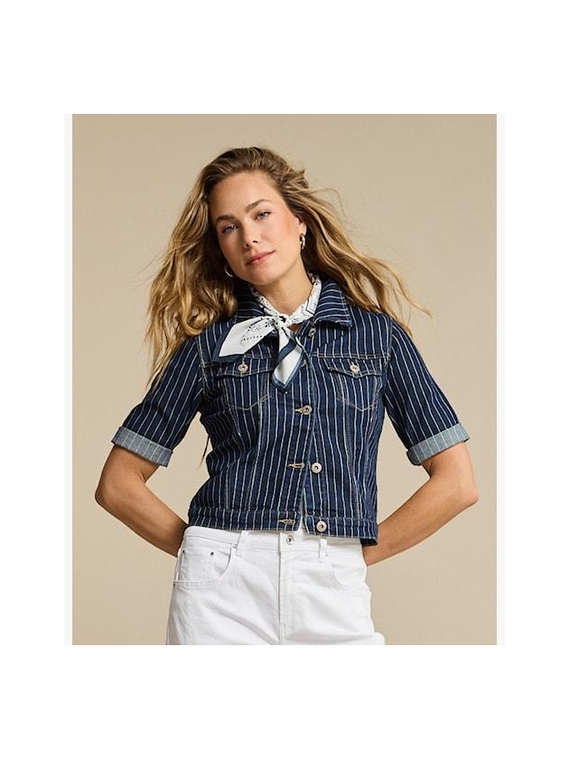 Red Button Jackie Short Sleeve Denim Pinstripe 605 Rinse