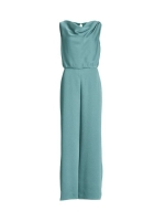 Swing Jumpsuit aus Satin mit Wasserfallau 537 teal green