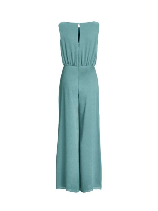 Swing Jumpsuit aus Satin mit Wasserfallau 537 teal green