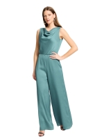 Swing Jumpsuit aus Satin mit Wasserfallau 537 teal green