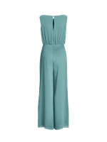 Swing Jumpsuit aus Satin mit Wasserfallau 537 teal green