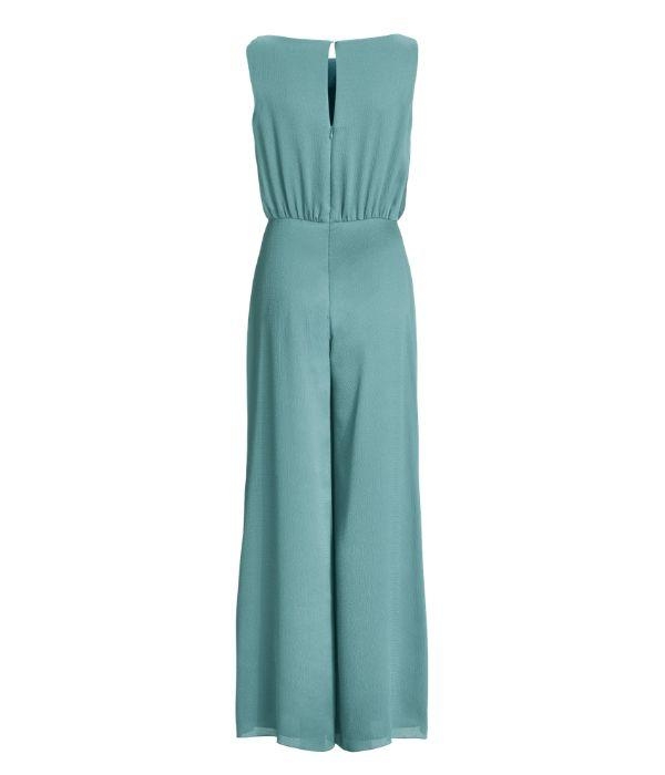 Swing Jumpsuit aus Satin mit Wasserfallau 537 teal green